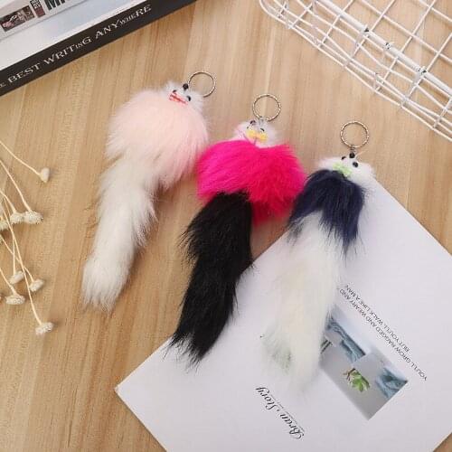 Lovely Fox Doll Hair-like Multicolored Fox Hanger Bag, Key-button Fittings Wholesale