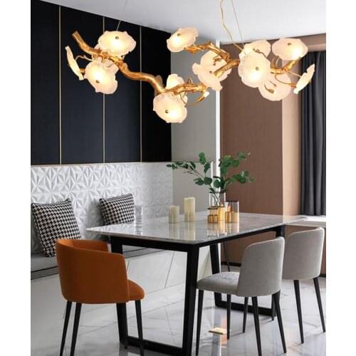 Light luxury post-modern copper branch crystal chandelier French living room dining room lamp American minimalist designer villa