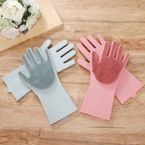 Magic Silicone Gloves Food Grade Cleaning Sponge Dishwashing Brushe Multipurpose Silicone Dish Scrubber Glove Pet Grooming Glove