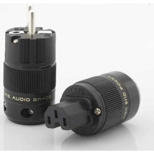 Hight Quality Rhodium Plated EUR Schuko EU Power Plug & IEC Connector plug HIFI EU power cable adapter