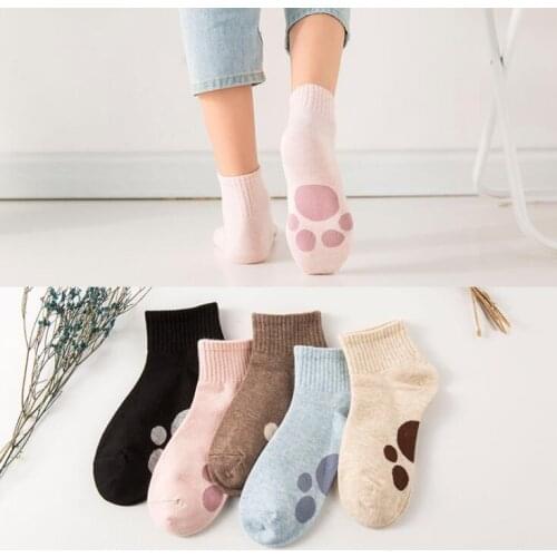 Yishine 5 Pairs Fashion New Woman Cute Animal Feet Prints Funny Socks Casual Cotton Crew Ankle Socks for Girls Women