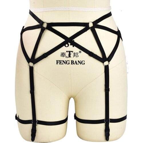 Women Black Leg Garter Belt Fashion Goth Body Harness Stockings Garters Black Suspenders Belt Harajuku Sexy Bondage Lingerie