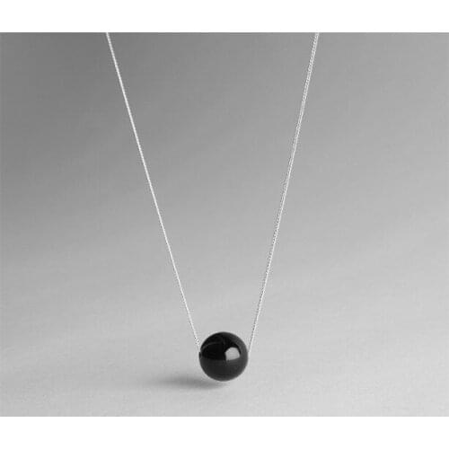 L&P Genuine 925 Sterling Silver Necklace Elegant Simple Black Agate Pendant Necklace Anniversary Party Jewelry For Women Gifts