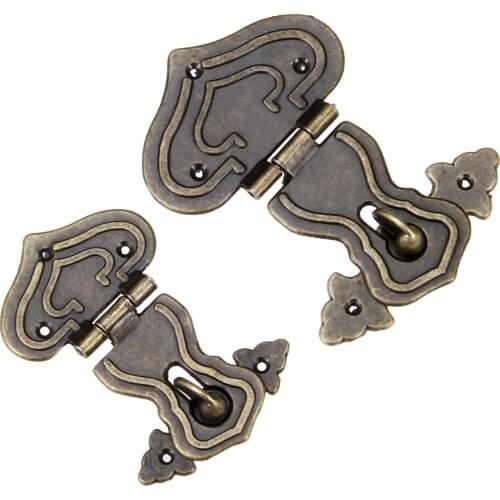 1Pc Zinc Alloy Box Hasp Lock Catch Latches for Jewelry Suitcase Vintage Home Clasp Buckle Lock Furniture Hardware Antique Bronze