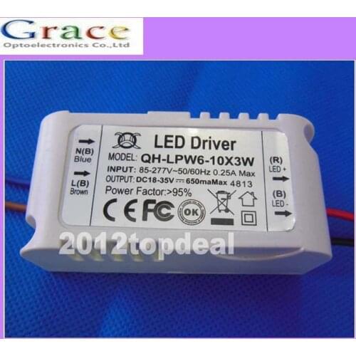 10pcs Constant Current Driver for 6-10pcs 3W High Power LED in series,6-10x3w 650mA External Transformer