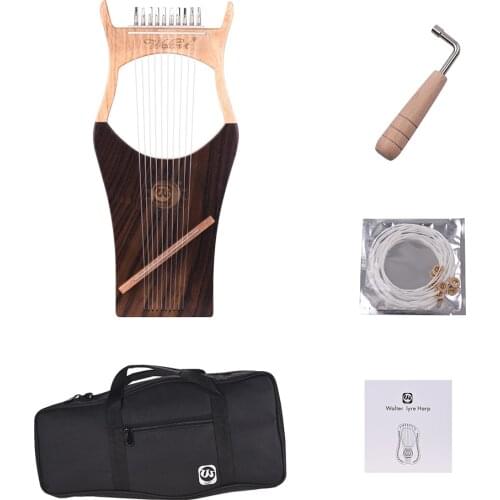 10-String Wooden Lyre Harp Nylon Strings Spruce Topboard Beech Wood Backboard String Instrument with Carry Bag