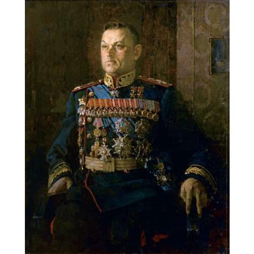 100% Handpainted oil painting World War II General Portrait of Soviet Russia General Konstantin Konstantinovich Rokossovsky art
