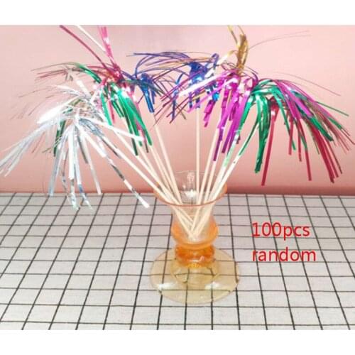 100Pcs Cocktail Fireworks Drinking Picks Sticks For Halloween Party Decoration Supplies Drink Holiday Stick Ornaments