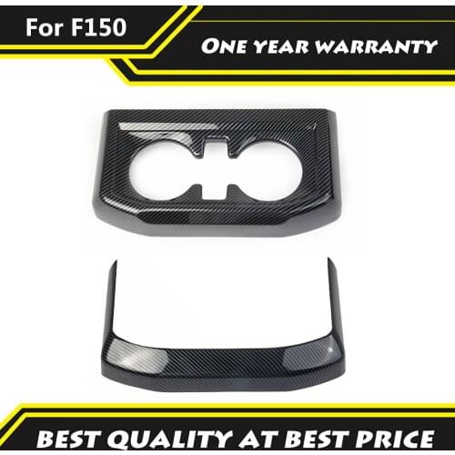 2pcs Carbon Fiber Color Rear Armrest Cup Holder Cover Decorative Panel Car Protection Interior Accessiories For Ford F150 2021
