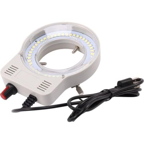 48 LED Industrial Microscope Camera Light Source Ring Lamp Light Illuminator Lamp Adjustable Brightness USB Interface