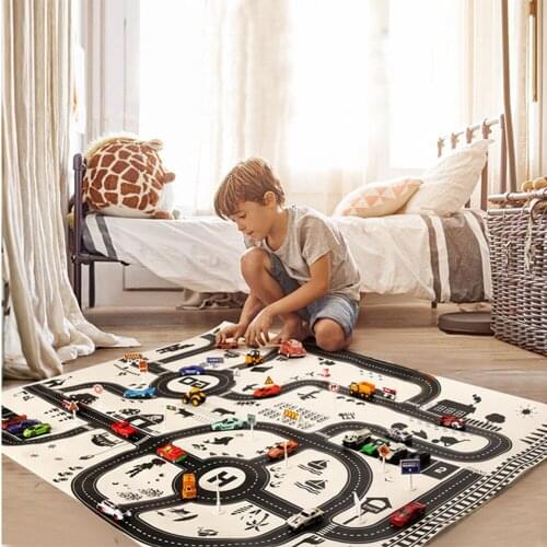 51x40inch Childrens Rugs Town Car Road Map City Rug Play Village Mat Playmat Baby Game Padded Mat For Baby Toddler Climbing Mat