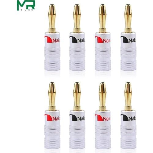 8pcs of pure copper speaker gold-plated banana plug, 24K Copper gold plated free welding Speaker Banana plug connectors