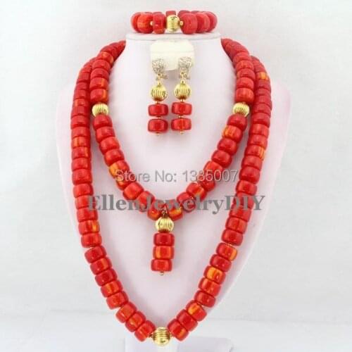 African Nigerian Wedding Beads Jewelry Set Coral Jewelry Set Coral Beads Necklace Set African Jewelry Set TL1792