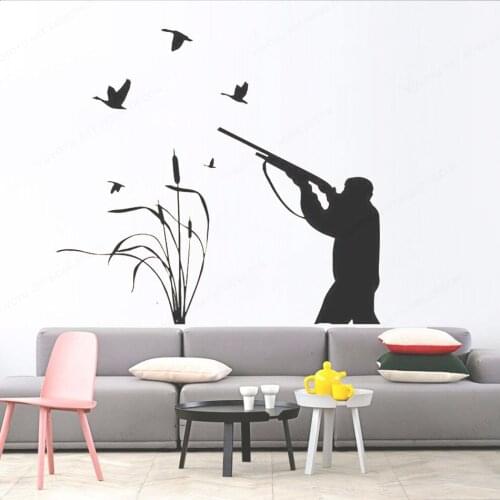 Active Hobbie Hunter Bird hunting Vinyl Art WallSticker Interior Home Decoration Wall StickerFor Living Room Art Wall MuralHL137