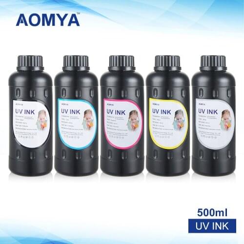 Aomya 500mlx10colors 3D LED UV Ink Print on glass/wood/metal/plastic/PVC Ink for Flatbed Printer for Epson DX3 DX4 DX5 DX6