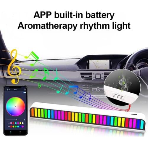 Car Sound Control Light RGB Voice-Activated Music Rhythm Aromatherapy Lamp With 32 LED Decoration Lamp Car Desktop LED Lights