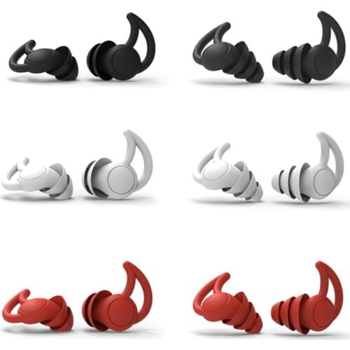 1Pair Soft Silicone Ear Plugs ,Waterproof Noise Reduction Earplugs ,Reusable 2/3 Layers Ear Protector for Diving Sleeping Study