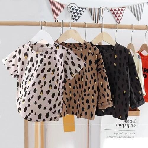 Childrens T-shirt xxx Boys And Girls Clothes Long Sleeve Kids Clothing Leopard Tops Baby Shirt Cotton 2021 Spring Autumn