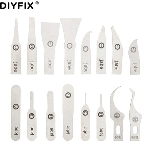 DIYFIX 16 in 1 IC Chip Repair Thin Knife Blade CPU Remover for iPhone Processors NAND Flash Mainboard Repair Tools (No Handle)