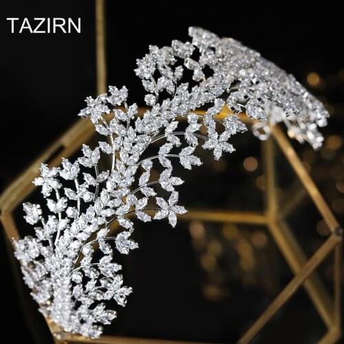 Trendy Cubic Zirconia Sweet 16 Princess Birthday Headbands Zircon Wedding Bridal Tiaras CZ Pageant Hair Jewelry Headpieces