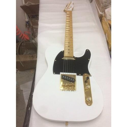 Electric guitar / pure white, gold accessories, exquisite high-end electric guitar / customizable color, China Electric Guitar