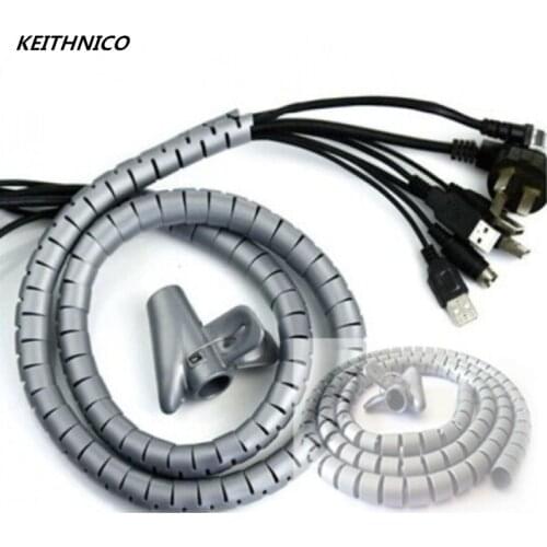 1 Meter Flexible Spiral Cable Protector Sleeve Pipe Wrap Cord Organizer Wire Management Cable Winder for TV Computer 22-40mm