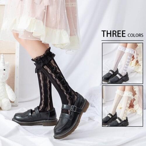 Women Long Stocking Sexy Hollow Out Lace Socks White Knee High Socks Lovely Princess Lolita Heart Lace Socks Cosplay Costumes