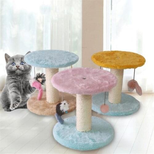 Climbing Toys Kitten Scratching Post Tree Board Cat Jump Platform Grind Claw Sisal Plush Toy Pet Frame Protect Furniture