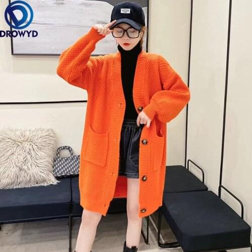 Sweater Womens Loose Mid-length Cardigan Jacket Spring and Autumn 2021 New Lazy Style Knit Sweater Coat Outer Wear Sweater Top