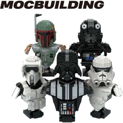 Star Movie Kids Building Block Toys Head Helmet MOC Helmet Bust Model DIY Brick Educational Toys for Children