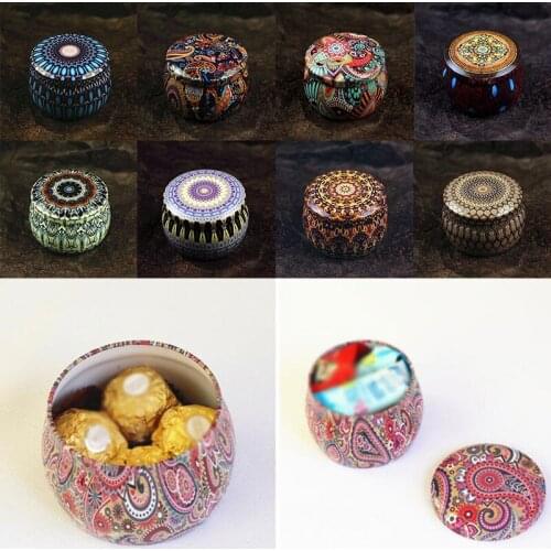 Round Japanese style Kitchen Tea Box Candle Jar Storage Holder Sweetmeats Candies Cans Teaware Tea tin containers storage box