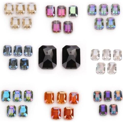 Square Charm Beads Faceted Wholesale Rectangle Crystal Loose Glass 18mm Spacer