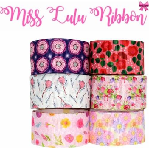 16mm-75mm Retro Flower Series Colorful Flora Printed Grosgrain/Foe Ribbon DIY Hair Bowknots Wedding Party Decor 50yards/roll