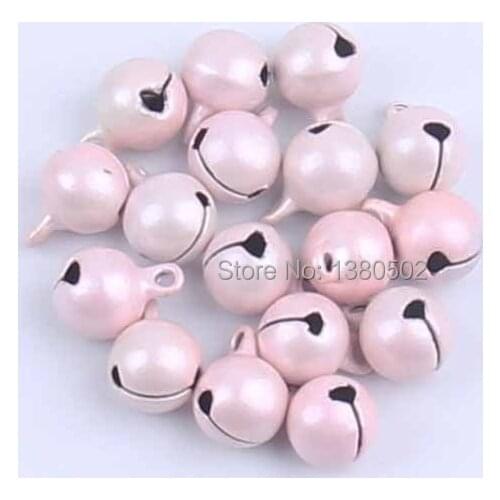 100pcs/lot Pink Color 8mm Metal Jingle Bells Ornaments Loose Beads Jewelry Christmas Decoration