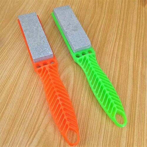 Mini long-handled double-sided grindstone kitchen home sharpener color plastic handle double-sided multi-functional