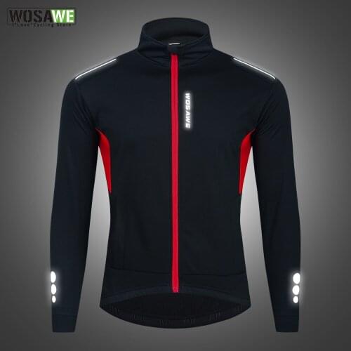 Mens Cycling Jacket Winter Fleece Bike Jersey Windproof Reflective Lining Breathable Sports Mountain Bike MTB Clothing