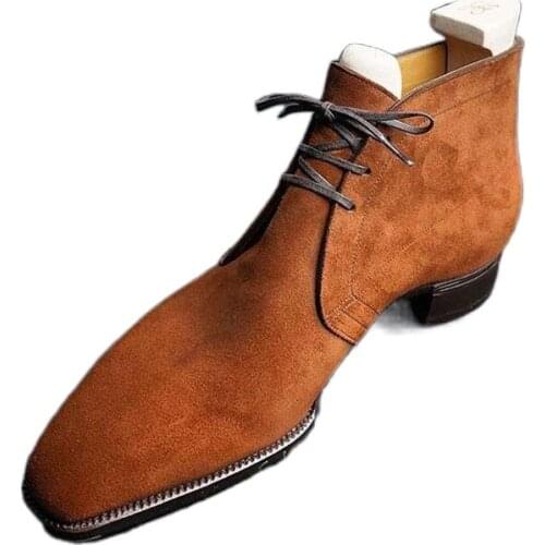 New Fashion Mens Shoes PU Leather Lace Boots Handmade Casual Formal Fashion Spring and Autumn Chelsea Boots Zapatos De Hombre