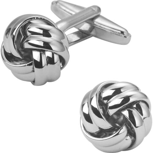 Mens shirts Cufflinks high-quality copper material Silvery round two strand twist Cufflinks 5 pairs of packaging for sale