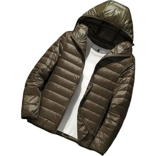 2021 Men Hooded ultraLight White Duck Down Jacket Warm Jacket Line Portable Package men pack jacket