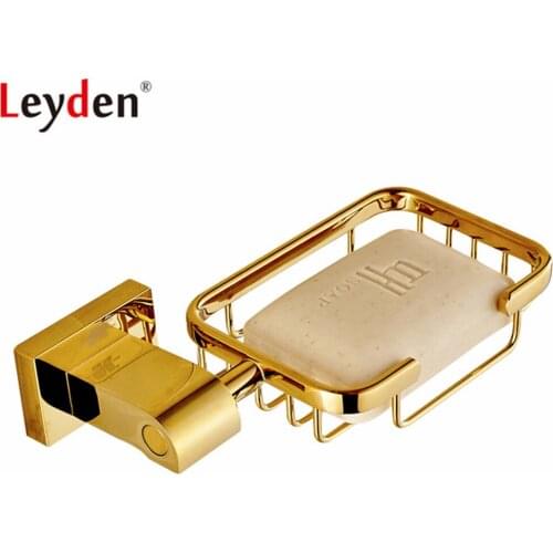 Leyden Soap Dish Gold Solid Brass Wall Mounted Durable Antirust Soap Holder Soap Basket Bathroom Accessories Soap Dish