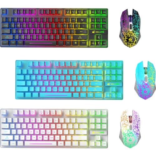 Wireless RGB Backlit Keyboard and Mouse Set, Button Mute for for Work and Game