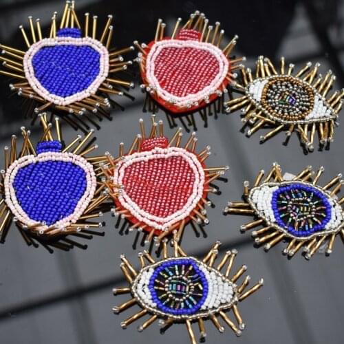 Beads eyes Patch for Clothes Sewing on Rhinestone Beaded Applique for Jackets Jeans Bags Shoes Beading Love Applique