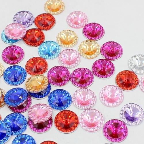 New 10mm/12mm Multicolor Rould Shape Design Acrylic Rhinestone, Crystal Cabochons, Jewelry Accessories For Crafts Diy