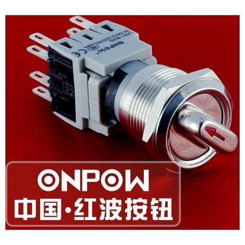 ONPOW 19mm IP40 Two/Three position Selector switch Maintain/Return Stainless steel Metal Knob Switch (LAS1-BGQ-X) CE,ROHS