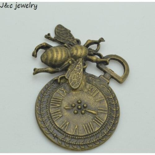 Wholesale 3 Pcs metal Antique Bronze Bee clock Charms pendant fit European bracelet made diy Pendant Jewelry Findings 3449D