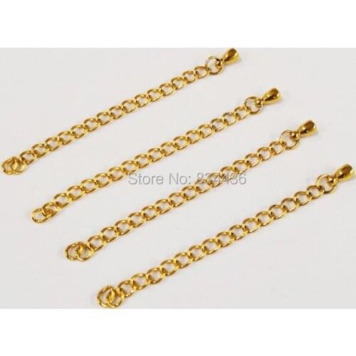 Free Shipping 3mmx5cm gold color tone stainless steel necklace extend chains accessories jewelry DIY extender Findings 100pcs