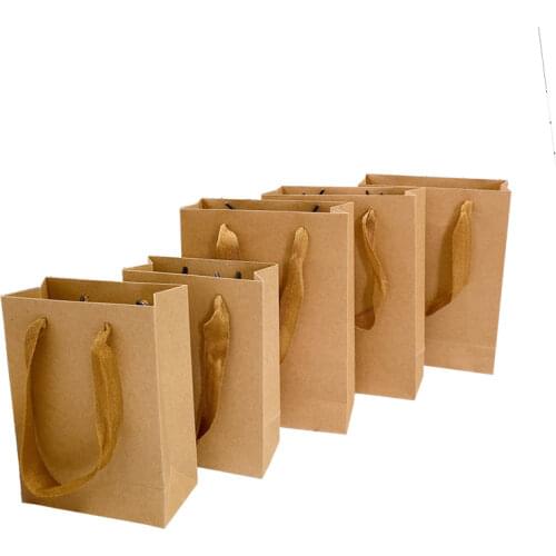 10pcs kraft paper bag vertical packaging gift party storage shopping bag for food clothes business 21*15*8cm wholesale