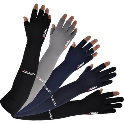 Summer Sun Protection Sleeves Non-slip Mens Gloves Anti-ultraviolet Oversleeve Thin Ice Silk Driving Long Sleeve Women Arm Guard