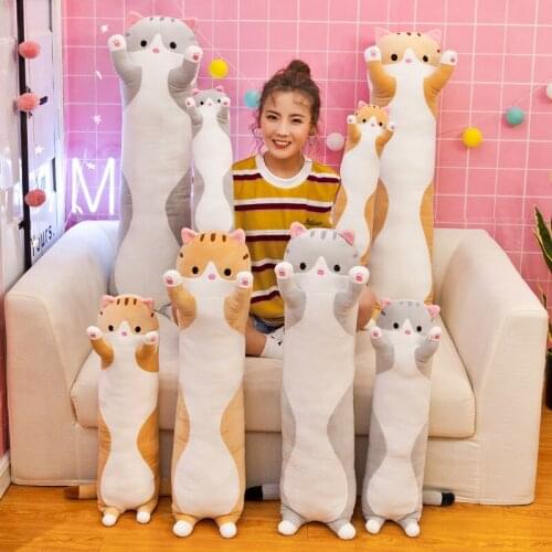 50-130CM Lengthen Plush Toy Cat Animal Cute Pillows Office Lunch Break Nap Sleeping Pillow Sofa Cushion Kids Stuffed Gift Dolls