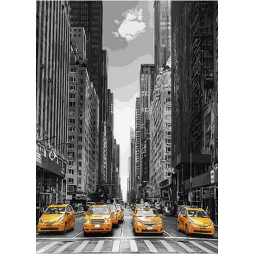 Full 5D Diy Diamond Painting New York Cars 3D Diamond Embroidery pattern Rhinestone Diamond mosaic Landscape Decoration GH278